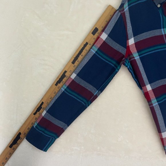 Abercrombie Kids Boys Flannel Shirt Size 13-14 Red Blue White Plaid Long Sleeve - Picture 14 of 15